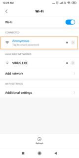 Wi-Fi Settings on Xiaomi phone